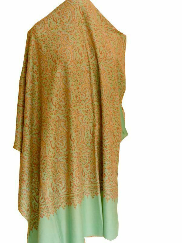 Pashmina-Silk-Embroidery-Jama-Green-L